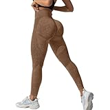 Damen-Leggings mit 3D-Kompression, Anti-Cellulite, Schlankheits-Leggings, hohe Taille, ohne Nähte, Push-Up, blickdicht, Yoga, Fitness, Sporthose, coffee, X-Large