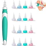 Ohrenschmalz Entferner, Q grips Ohrenreiniger, New Upgraded 360 Grad Spirale Silikon Ohrreiniger,Ohren Reinigung kit für Kinder und Erwachsene,Ear Cleaning kit mit 16 Sicheres und Weiches Ersatzköpfen