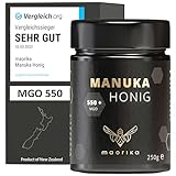 maorika - Manuka Honig 550 MGO + 250g im Glas (lichtundurchlässig, kein Plastik) - laborgeprüft, zertifiziert aus Neuseeland