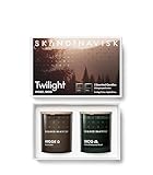 Skandinavisk Twilight Geschenkset mit 2 Mini-Duftkerzen, SKOG 'Wald' und Hygge 'Gemütlichkeit', Vegane Formel, 2 x 60 g