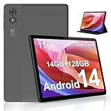 ascrecem Tablet 11 Zoll Android 14 Tablet Octa Core 14GB RAM 128GB ROM 1TB Erweiterun 8000mAh Widevine L1 2.4G+5G WiFi 6 Bluetooth 5.0 Dual Kamera 8MP+2MP Tablets PC mit Schutzhülle Grau