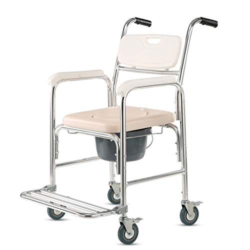 NIVOK Deluxe-Rollstuhl über der Toilette, Toilettensitz, Nachttisch für ältere Menschen, mit Ultra-Premium-gepolsterten Fußstützen, OP-Eimer/Deckel
