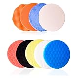 Rodison 9 Stück Polierschwämme Set, 150mm Auto Polierpads mit 5 Waben Polieren Schwämme, 2 Flach/Wellen, 1 Flock-Wolle & 1 Microfiber für Schleifen, Polieren, Wachsen und Versiegeln Glasur