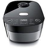 Arendo - Reiskocher Multikocher digital und Dampfgarer 4L – 3D Heizsystem – 8 Programme – Warmhaltefunktion – Timer – Antihaftbeschichtung - inkl. Dampfgareinsatz, Messbecher, Reislöffel, Schwarz