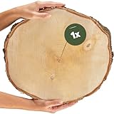 Große Holzscheibe in 40 cm (38-44cm) Durchmesser für DIY Basteln und Dekorieren - 1 Stück runde Birkenholz Baumscheibe - Naturbelassene Holz Birkenscheibe als Holzdeko Holzplatten