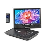 VEVOR tragbarer DVD-Player mit drehbarem HD-Bildschirm (228 mm), eingebauter Akku mit 4 Std. Laufzeit, 2 Lautsprecher, unterstützt Synchronisierung von TV/USB/SD-Karte/CD/DVD, Autoladegerät schwarz