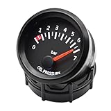 XWMSCLAK 2 '52mm 12V Universal Auto Auto Öldruckmessgerät 0-7Bar Ölpresse Messgerät LED Meter mit Sensor for 12V Racing Gauge Schwarzes Zifferblatt
