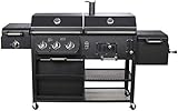 Kombigrill 'ARIZONA' von El Fuego® – Gas- & Holzkohlegrill, Infrarotbrenner, verchromte Warmhalteroste, 6-stufig höhenverstellbar, 3 Garkammern, 4 Räder, Smoker BBQ, Modell AY 534