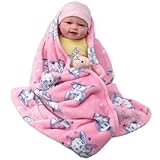 PinkZebra Kuscheldecke Baby Decke 70 x 100 cm, Tagesdecke, Buggy Decke, Fleecedecke, Babydecke für Kinderwagen Überwurfdecke Flauschig, Elefant