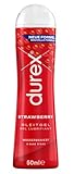 Durex Gleitgel Strawberry – Wasserbasiertes Erdbeer-Gleitmittel für angenehme Gleitfähigkeit, sanft & pH-freundlich – 50 ml