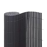Ventanara® Sichtschutzmatte PVC Sichtschutzzaun Sichtschutz Windschutz für Garten Balkon Terrasse (180 x 400 cm, Grau)