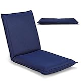 LIFEZEAL Bodenstuhl mit Rückenlehne, Gepolsterter Bodensessel, Meditationsstuhl mit Oberfläche aus Netzstoff, Ausziehbarer Floor Chair für Meditation, Yoga & Camping (Blau)