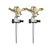 Holzsammlung Impulsregner Kreisregner, Sprinkler 2er Set Erdspieß, Rasensprenger 360 Grad 3/4 Zoll, Grün