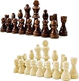 Holz Schachfiguren mit Filzgleiter Königshöhe 90 mm - Staunton Design Schach Holzfiguren mit Filzgleiter Braun Weiß Gr. XL König 90mm Springer handgeschnitzt