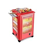 Heizstrahler für den Innenbereich, 2000W Elektroheizung 5 Gesichter Elektrowärmer, Campingofen Tragbarer BBQ-Grill Grillofen Picknick-Lebensmittelheizung für Schlafzimmer, Büro und Innenbereich(Rood)