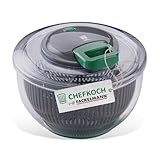 FACKELMANN Chefkoch Salatschleuder mit Seilzug und Stopp-Taste – Salad Spinner zum mühelosen Waschen, Trocknen & Servieren von Salat – Inklusive praktischem Seilzug & herausnehmbarem Sieb