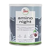 amino night Joghurt-Kirsche I Pulver für die Nacht mit GABA, Lavendel, L-Glutamin, L-Tryptophan & Inositol I 391g (34Portionen) versetzt mit Magnesium, Zink & Vitamin B6 | vegan, ohne Zucker…