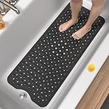 HITSLAM Badewannenmatte rutschfest, 101 x 40cm Extra Lange Antirutschmatte Badewanne, Duschmatte rutschfest BPA Frei, Schimmelresistent & Maschinenwaschbar Badematte, Schwarz