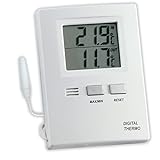 TFA Dostmann Digitales Innen-Außen-Thermometer, funktionales Display, Höchst- und Tiefwerte, Innen - und Außentemperatur, L 62 x B 20 (55) x H 85 mm
