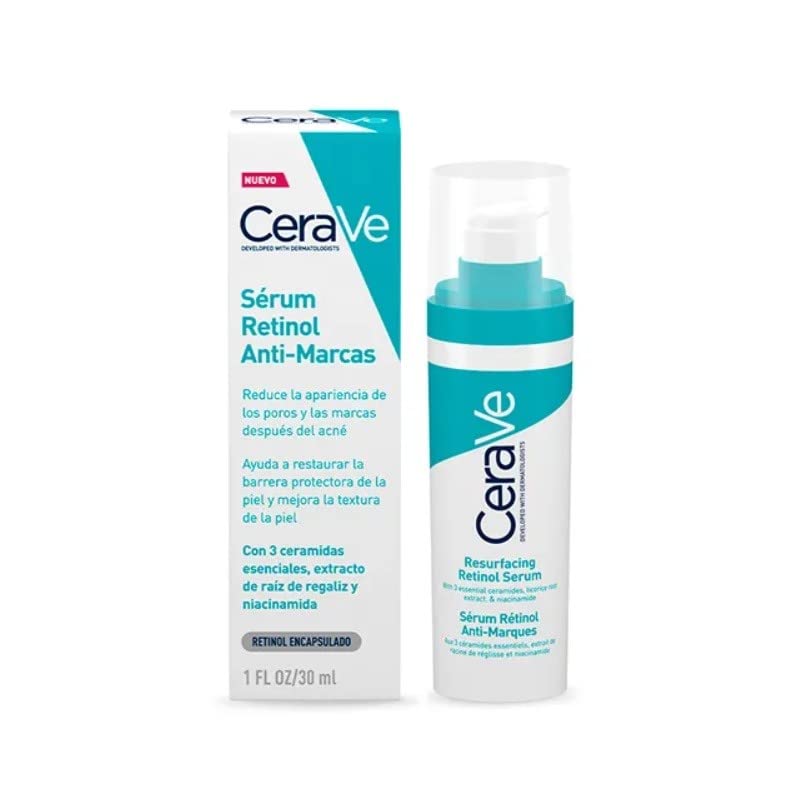 CeraVe Hautbilderneuerndes Retinol Serum, Gesichtsserum für ebenmäßige Haut und aufgehellte Pickelmale, Mit Ceramiden und Niacinamid, 1 x 30 ml