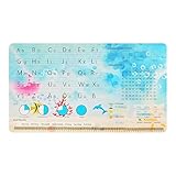 Schreibtischunterlage für Kinder 70 x 40cm Ozeanweltmuster ABC Schreibtischunterlag Doppelseitige PU-Leder Mauspad wasserfest Abwischbar Büropad für Jungen Mädchen Schule Zuhause Büro