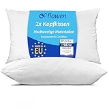 Kissen für Bett 40x80 cm Kopfkissen 2er Set Innenkissen Hypoallergene Anti-Milben Weiche Kissenfüllung mit Weicher Gesteppter Kopfkissenbezug Abnehmbarem und Waschbaren Schlafkissen für Haus/Hotel