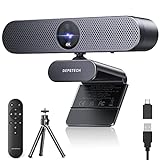 DEPSTECH DW50 Pro Webcam 4K, Ultra HD mit Mikrofon, 3-facher Zoom, 1/2.55 Sony Sensor, Duale Mics mit Geräuschunterdrückung, Fernbedienung, Autofokus Streaming Kamera für PC Laptop Mac, Teams