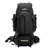 Tripole Rucksack Colonel 95 Liter mit abnehmbarem Rucksack - Wandern, Trekking, Reisen, Camping, Wasserdicht, mit atmungsaktivem Rückenpaneel, Schwarz