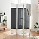 [en.casa] Raumteiler Dorotea Paravent Sichtschutz 3-teilig Raumtrenner faltbar Spanische Wand 120 x 170 cm Trennwand Paneele in Rattanoptik Rahmen aus Bambus Stellwand freistehend Weiß/Dunkelgrau