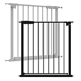 Treppenschutzgitter Ausziehbar für Babys Treppenschutzgitter Ohne Bohren, 75-82cm Treppengitter Absperrgitter Hund Treppenschutz Kinderschutzgitter, Doppeltes Schloss, Einhandbedienung, Schwarz