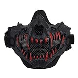 Yzpacc Airsoft Half Face Skull Masks Tactical Face Protection Mesh Mask for Halloween Cosplay Paintball CS Hunting Cosply