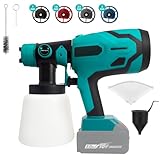 bycpower Akku Farbsprühsystem für Makita 18V Akku, Farbspritzpistole mit 4 Düsen, 3 Muster, 1000ml Behälter Farbsprühgerät, Kabellose Lackierpistole Spritzpistole für Gartenzaun, Wände (ohne Akku)