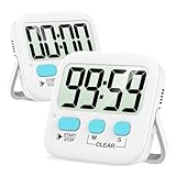 Antonki 2 Stück Timer, Digitaler Küchentimer zum Kochen, Eieruhr, Magnetisch Stoppuhr Timer für Kinder, Lehrer, Klassenzimmer, Übung, Badezimmer, Backofen, Backen-Inklusive Batterie