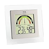 TFA Dostmann 30.5023 Digitales Thermo-Hygrometer, farbige Komfortzonen, gesundes Raumklima, Innentemperatur, Luftfeuchtigkeit, L 88 x B 17 -41 x H 87 mm