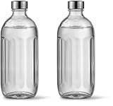 aarke Glasflasche [nur kompatibel mit Carbonator PRO] für Wassersprudler Carbonator Pro, Spülmaschinenfeste, mit Details in Edelstahl (Packung mit 2)