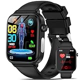 Marsyu Smartwatch EKG/ΒΙυtｚυcker/HRV/Harnsäure/BMI Herren Damen Gesundheitsuhr mit Telefonfunktion/SOS-Taste, 24H Herzfrequenz SPO2 Blutdrυck Körpertemperatur Schlafmonitor Fitnessuhr
