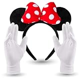 Kostümheld® 2 in 1 - Minnie Mini Maus Ohren Kostüm Set mit Handschuhen und Mausohren für Damen an Fasching & Karneval