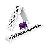 TERENCE Piano mit 88 Tasten Faltbares Klaviertastatur mit 1800mAh Batterie unterstützung MIDI USB-Schnittstelle Piano-Anwendung Bluetooth Notenständer Aufkleber Audiokabel Kopfhörer Sustain Pedal Weiß