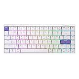 EPOMAKER Luma84 Low Profile Aluminium Mechanische Tastatur, QMK/VIA Programmierbar, Tri-Mode Kabellos, Win/MAC/Linux Kompatibel, RGB Backlight (Weiß&Violett, Gateron Low-Profile-Braun-Schalter)