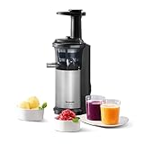 Panasonic MJ-L500S Slow Juicer / Entsafter / 2 Einsätze für Säfte & tiefgefrorene Zutaten / Frozen Joghurt / Silber