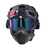 Mich Airsoft Helm Und Maske,Mit Seitenschiene Für NVG Mount Mit Abnehmbarer Und Verstellbarer Brille CS Helm Set