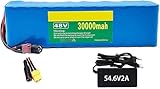 48V 30Ah E-Bike Akku, für 1000W 800W 750W 500W 350W 200W Elektrofahrrad Scooter Motor E-Bike Lithium-Ionen Akku Lectric Bike Battery Pack mit 54.6V 2A Ladegerät 48V 30Ah,XT60