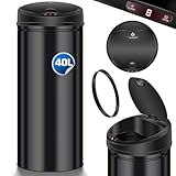 KESSER® Sensor Mülleimer ✓ Automatik ✓ Abfalleimer ✓ Abfall | EDELSTAHL | Farbe: Schwarz | Größe: 40 L