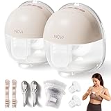 NCVI Elektrische Milchpumpe Freihändig, Milchpumpe Elektrisch Tragbar Leise, 4 Saugmodi & 9 Saugstufen, 21/24 mm, 10 Aufbewahrungsbeutel, 2er-Pack, Rosa