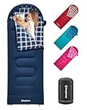 KingCamp Kinderschlafsack Schlafsack Winter Warmer Deckenschlafsack 3-4 Jahreszeiten für Kinder beim Camping Trekking 170 x 70 cm Komfort: 7°C 1.4 KG,(Navy, Links)