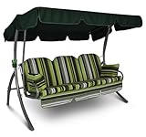Angerer Freizeitmöbel GmbH Hollywoodschaukel Ibiza - Gartenschaukel Made in Germany - Schaukel zum Sitzen, Liegen und Entspannen - inklusive Bett-Funktion - einfache Montage (Grün gestreift)