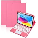JZCZMCE Tastatur Hülle für iPad (A16) 11./10. Generation, 7-Farbige Hintergrundbeleuchtung, Abnehmbare Tastaturhülle mit Stifthalter für iPad A16 11 Zoll 2025 10. Generation 10,9 Zoll 2022,Rot