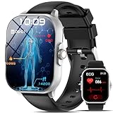 EKG HRV uhr Smartwatch Herren Damen 2.01”Gesundheitsuhr 𝐄𝐊𝐆 Harnsäure/BMI/SPO2 ΑpΝOE-ErKEΝΝuΝG,Telefonfunktion,Wetter,Herzfrequenz,Emotionaler Stress Blutdruck,Schlafmonitor,Fitnessuhr Android/iOS