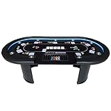 Home Deluxe - Pokertisch Full House - mit LED Beleuchtung und Getränkehalter, für bis zu 9 Personen, Maße: 215 x 106 x 78 cm, inklusive Chiptray I Spieltisch Poker Tisch