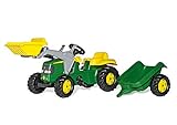 Rolly Toys toys rollyKid John Deere Kinder Trettraktor mit Frontlader und Anhänger 023110 grün